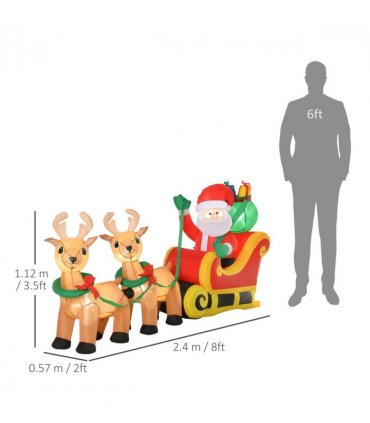 3.5ft Christmas Inflatable Santa Claus on Sleigh LED Indoor Outdoor