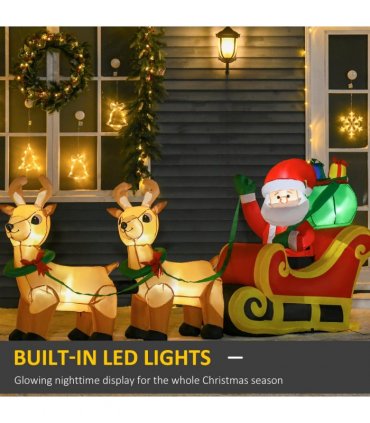 3.5ft Christmas Inflatable Santa Claus on Sleigh LED Indoor Outdoor