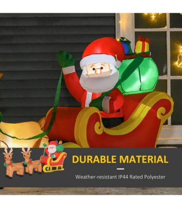 3.5ft Christmas Inflatable Santa Claus on Sleigh LED Indoor Outdoor