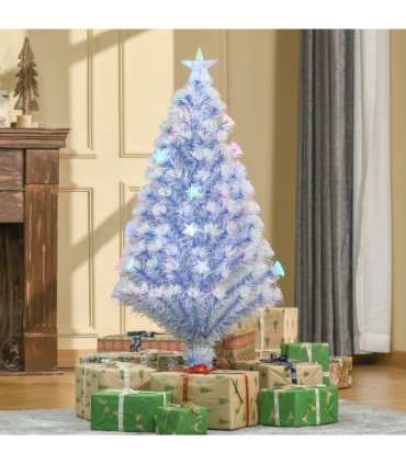 Artificial Fibre Christmas Tree Seasonal Deco 16 LED Easy Store 4FT White Blue