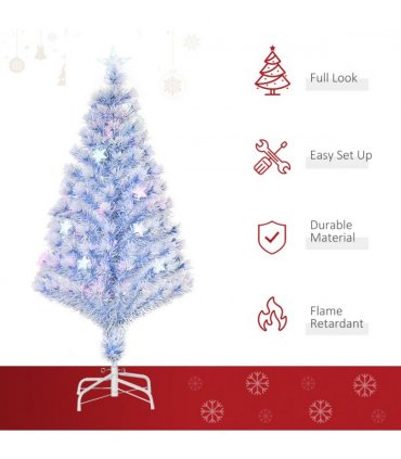 Artificial Fibre Christmas Tree Seasonal Deco 16 LED Easy Store 4FT White Blue
