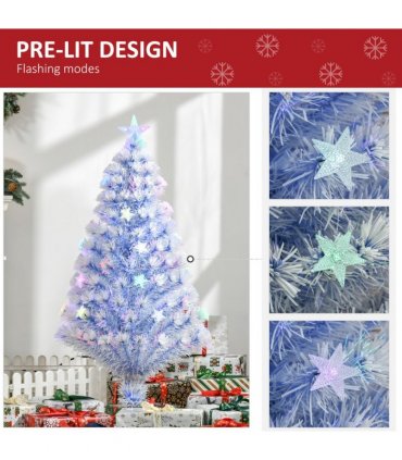 Artificial Fibre Christmas Tree Seasonal Deco 16 LED Easy Store 4FT White Blue