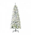 6 Feet Prelit Artificial Snow Flocked Christmas Tree Warm LED Light Green White