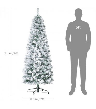 6 Feet Prelit Artificial Snow Flocked Christmas Tree Warm LED Light Green White