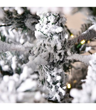 6 Feet Prelit Artificial Snow Flocked Christmas Tree Warm LED Light Green White