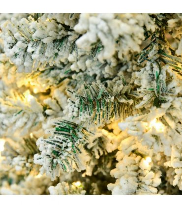 6 Feet Prelit Artificial Snow Flocked Christmas Tree Warm LED Light Green White