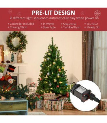 5 Feet Christmas Tree Warm White LED Light Holiday Home Decoration, Green