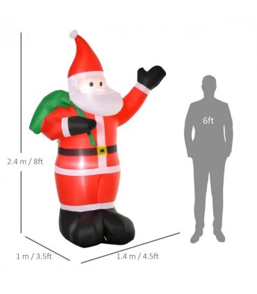 8ft Christmas Inflatable Santa Holiday Deco LED Lights Indoor Outdoor