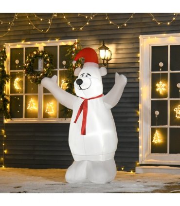 6ft Tall Outdoor Inflatable Bear Airblown Projection Holiday Christmas Lawn