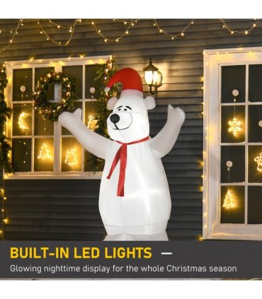 6ft Tall Outdoor Inflatable Bear Airblown Projection Holiday Christmas Lawn