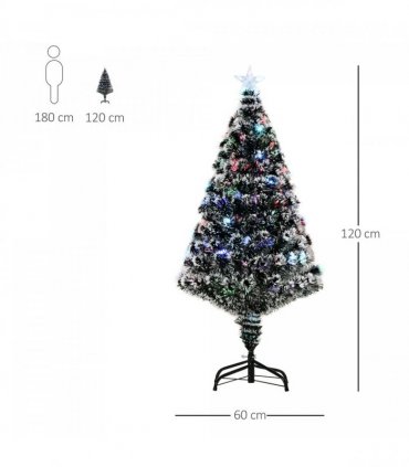 4ft Artificial Prelit Christmas Tree Snow Tree LED Fiber Optics Green White