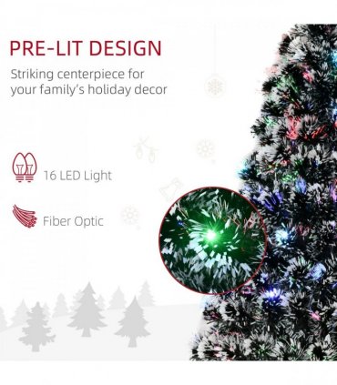 4ft Artificial Prelit Christmas Tree Snow Tree LED Fiber Optics Green White