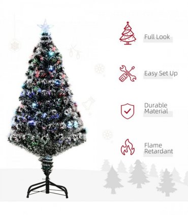 4ft Artificial Prelit Christmas Tree Snow Tree LED Fiber Optics Green White