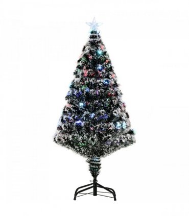 4ft Artificial Prelit Christmas Tree Snow Tree LED Fiber Optics Green White