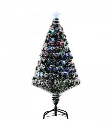 4ft Artificial Prelit Christmas Tree Snow Tree LED Fiber Optics Green White
