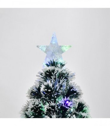 4ft Artificial Prelit Christmas Tree Snow Tree LED Fiber Optics Green White