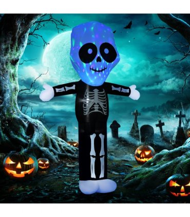 3m Halloween Inflatable Skeleton Ghost Deco LED Lighted for Home In-Outdoor