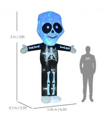 3m Halloween Inflatable Skeleton Ghost Deco LED Lighted for Home In-Outdoor