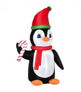 8ft Inflatable Christmas Penguin Holding Candy Cane Blow Up Outdoor Deco LED