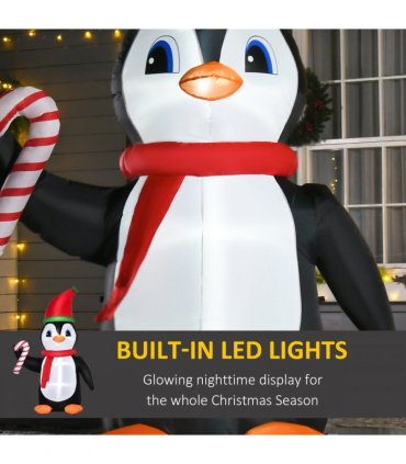 8ft Inflatable Christmas Penguin Holding Candy Cane Blow Up Outdoor Deco LED