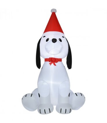 6ft Inflatable Christmas Puppy Dog Wearing Santa Hat Lighted Outdoor Indoor