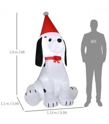 6ft Inflatable Christmas Puppy Dog Wearing Santa Hat Lighted Outdoor Indoor