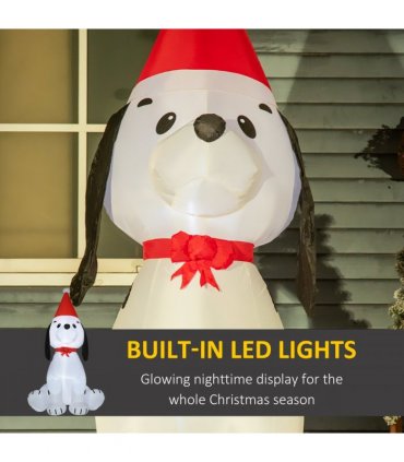6ft Inflatable Christmas Puppy Dog Wearing Santa Hat Lighted Outdoor Indoor
