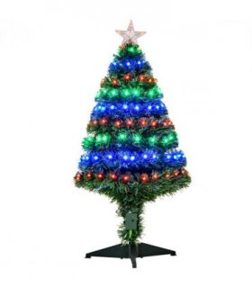 3ft Prelit Artificial Christmas Tree with Multi-Coloured Fiber Optic LED Green