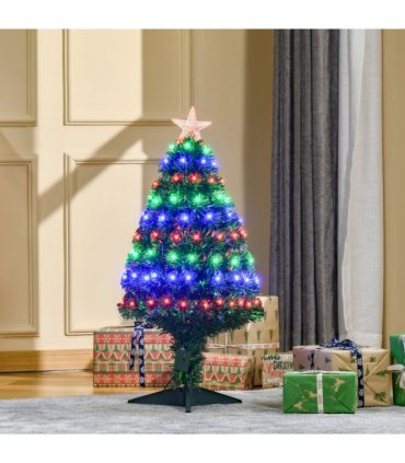 3ft Prelit Artificial Christmas Tree with Multi-Coloured Fiber Optic LED Green