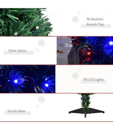 3ft Prelit Artificial Christmas Tree with Multi-Coloured Fiber Optic LED Green