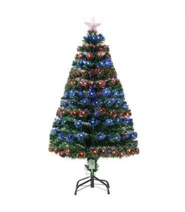 4ft Prelit Artificial Christmas Tree with Multi-Coloured Fiber LED Light Green
