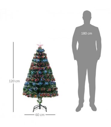 4ft Prelit Artificial Christmas Tree with Multi-Coloured Fiber LED Light Green