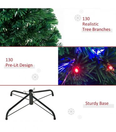 4ft Prelit Artificial Christmas Tree with Multi-Coloured Fiber LED Light Green