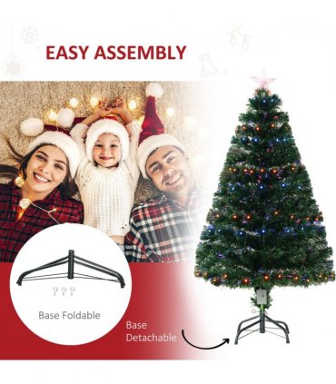 4ft Prelit Artificial Christmas Tree with Multi-Coloured Fiber LED Light Green