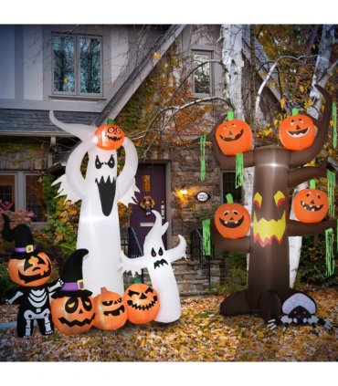 6FT 1.8m LED Halloween Inflatable Deco Floating Ghost & Pumpkin Party Outdoors