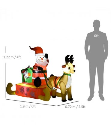 4ft Christmas Inflatable Santa Claus Sledge Sleigh Reindeer Blow Up Xmas Garden