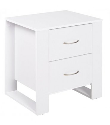 Particle Board 2-Drawer Bedside Table White