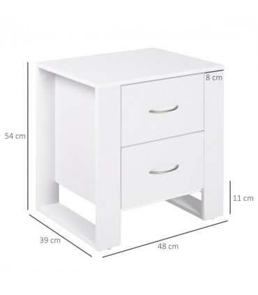 Particle Board 2-Drawer Bedside Table White