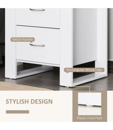 Particle Board 2-Drawer Bedside Table White