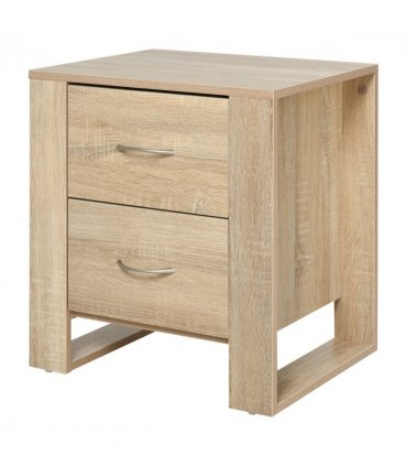 Particle Board 2-Drawer Bedside Table Natural