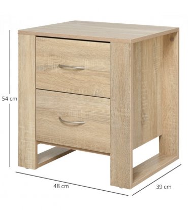 Particle Board 2-Drawer Bedside Table Natural