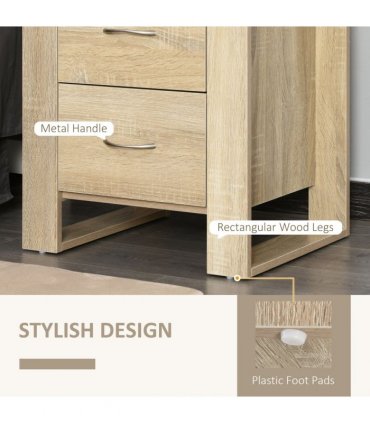 Particle Board 2-Drawer Bedside Table Natural