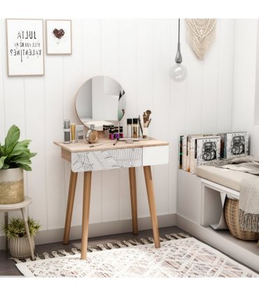 Wooden Nordic Dressing Table Brown/White