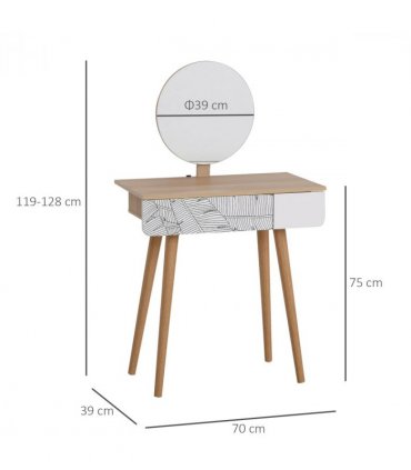 Wooden Nordic Dressing Table Brown/White