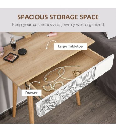 Wooden Nordic Dressing Table Brown/White