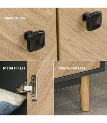 Wardrobe Cabinet Wood Grain 90x50x190cm-Grey/Oak