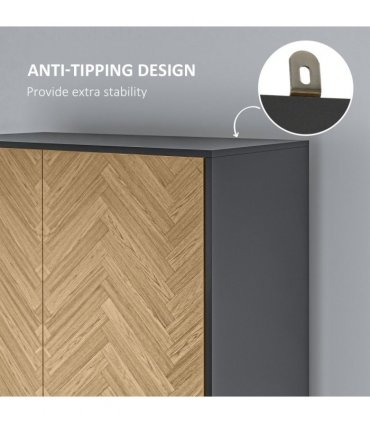 Wardrobe Cabinet Wood Grain 90x50x190cm-Grey/Oak