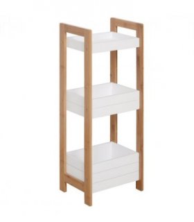 Bamboo Bathroom Shelves, 3-Tier, White, 27.5cm x 20.8cm x 74cm, Eco-Friendly