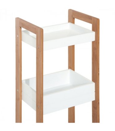 Bamboo Bathroom Shelves, 3-Tier, White, 27.5cm x 20.8cm x 74cm, Eco-Friendly
