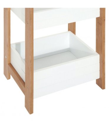 Bamboo Bathroom Shelves, 3-Tier, White, 27.5cm x 20.8cm x 74cm, Eco-Friendly